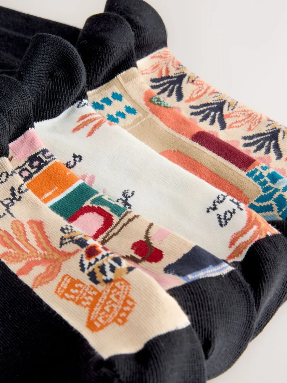 Marrakesh Mix Print Footbed Ankle Socks 5 Pack