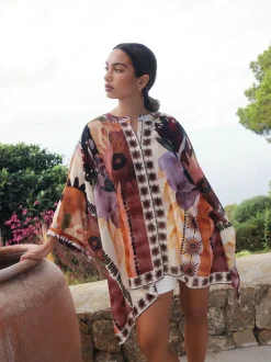 Marrakesh Scenic Printed Overhead Cover-Up Kaftan Shirt