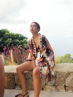 Marrakesh Scenic Printed Overhead Cover-Up Kaftan Shirt