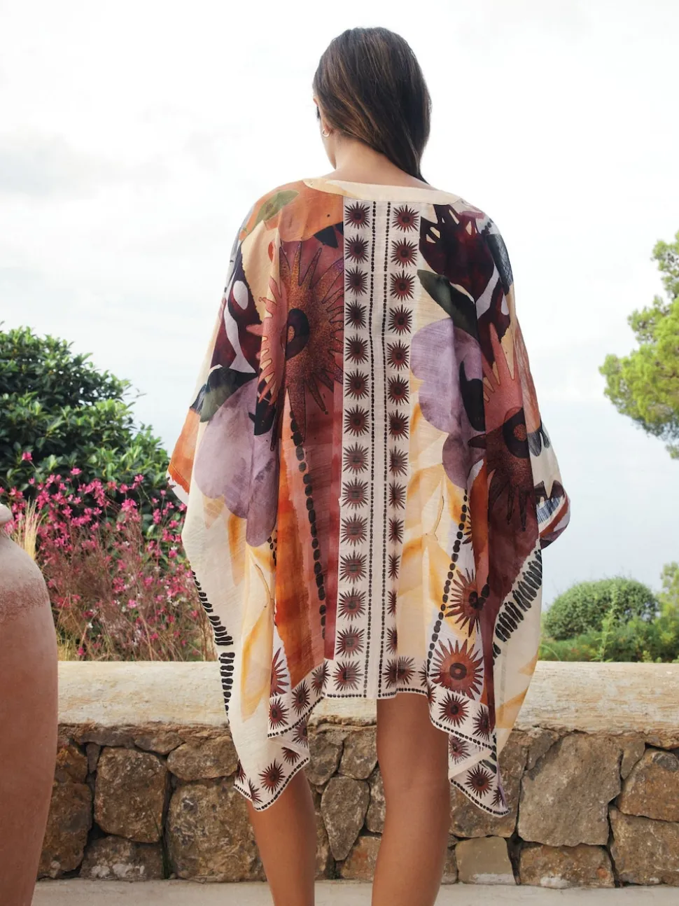 Marrakesh Scenic Printed Overhead Cover-Up Kaftan Shirt