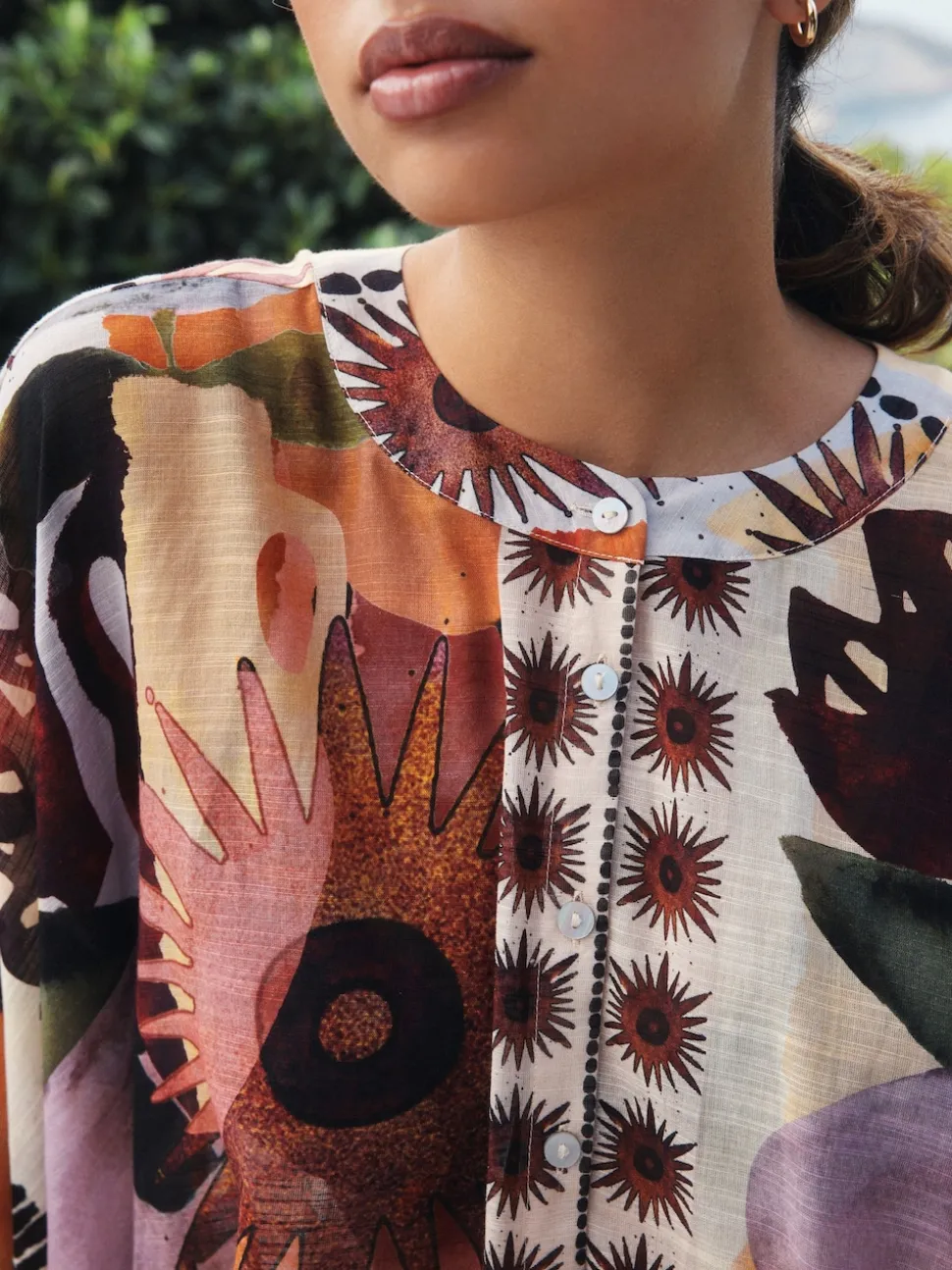 Marrakesh Scenic Printed Overhead Cover-Up Kaftan Shirt
