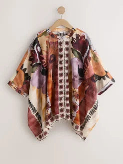 Marrakesh Scenic Printed Overhead Cover-Up Kaftan Shirt