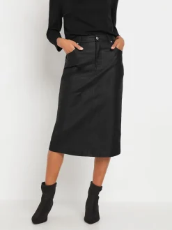 M&Co Black Coated Midi Skirt