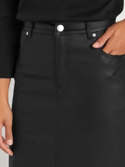 M&Co Black Coated Midi Skirt