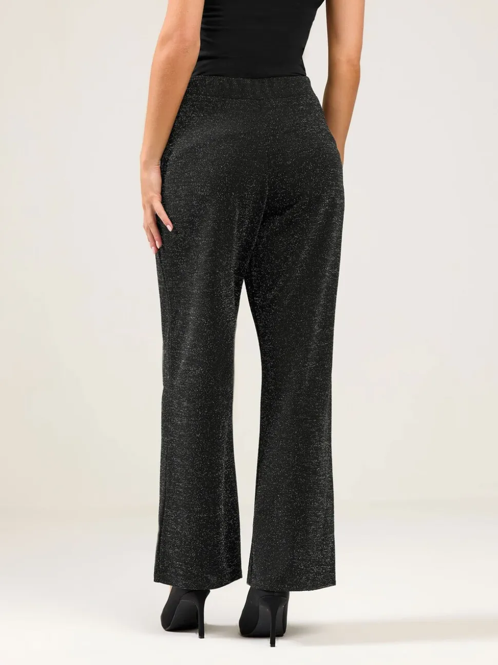 M&Co Black Petite Metallic Wide Leg Trousers