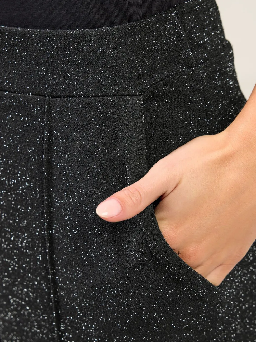 M&Co Black Petite Metallic Wide Leg Trousers