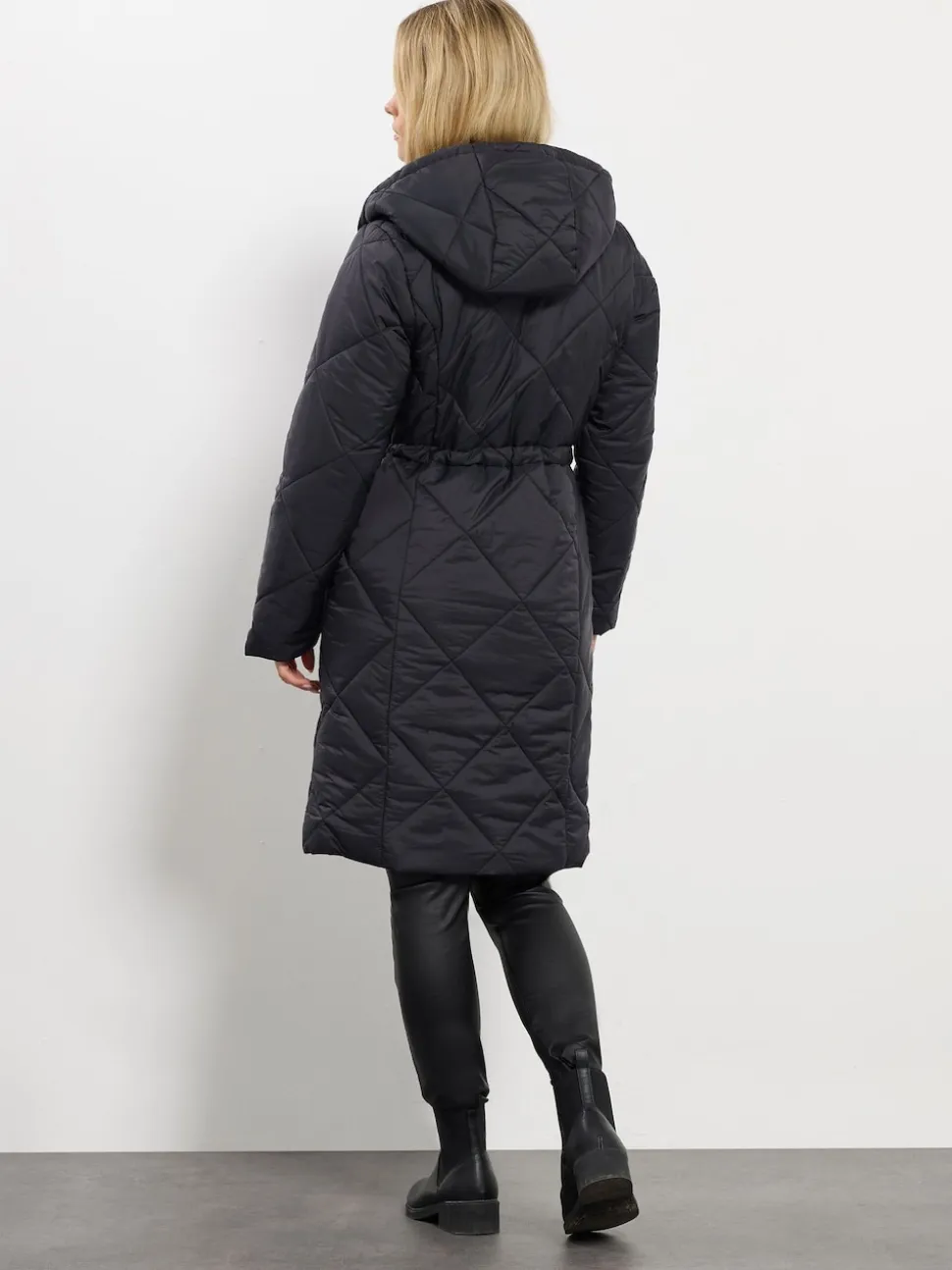 M&Co Black Petite Quilted Mid Length Coat