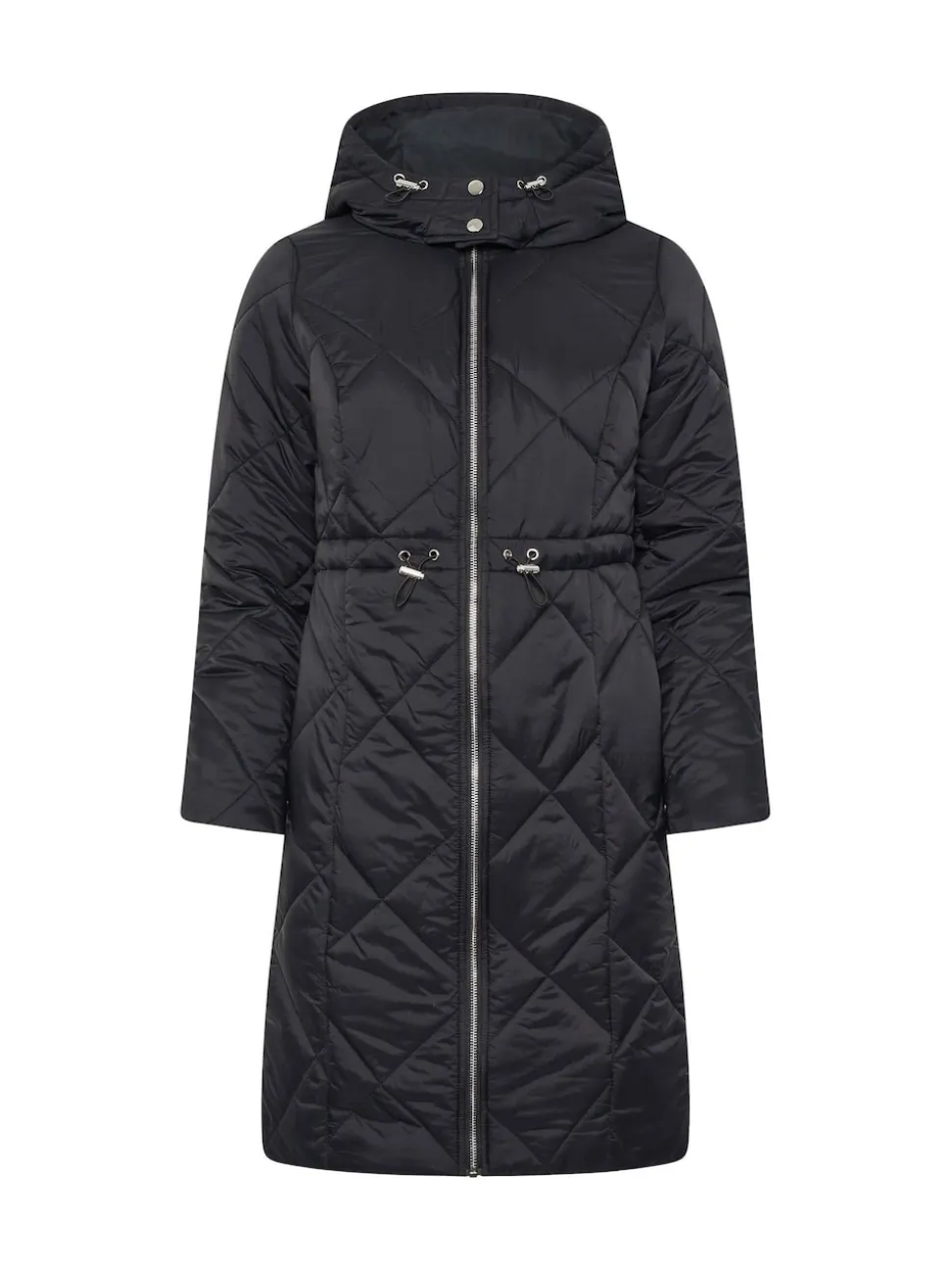 M&Co Black Petite Quilted Mid Length Coat
