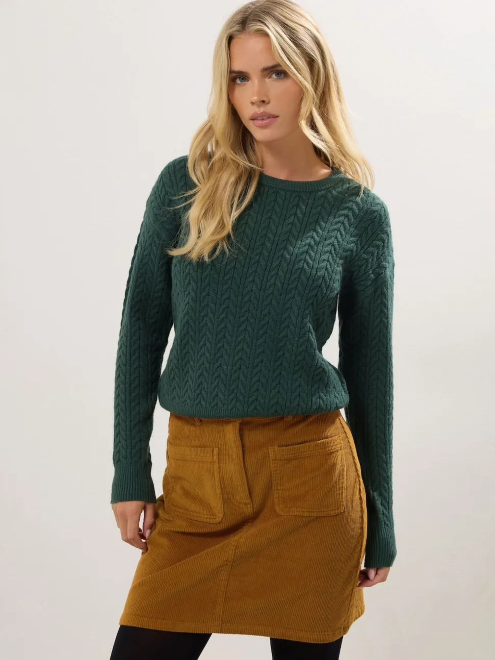 M&Co Brown Petite Cord A-Line Skirt