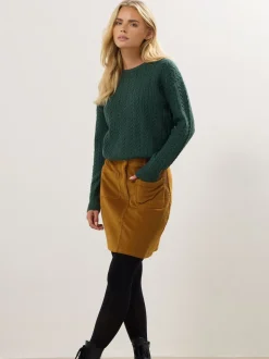M&Co Brown Petite Cord A-Line Skirt