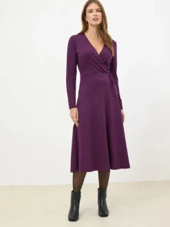 M&Co Purple Long Sleeve Wrap Dress