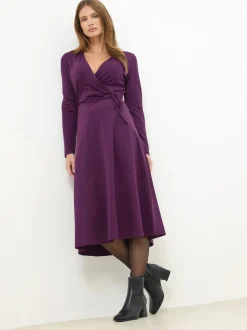 M&Co Purple Long Sleeve Wrap Dress