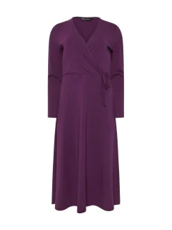 M&Co Purple Long Sleeve Wrap Dress