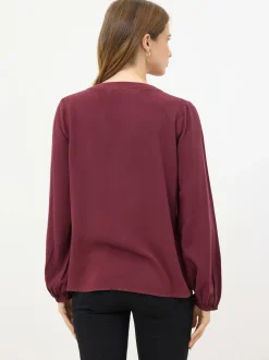 M&Co Red Acid Wash Long Sleeve Shirt
