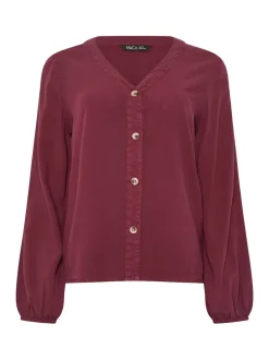 M&Co Red Acid Wash Long Sleeve Shirt