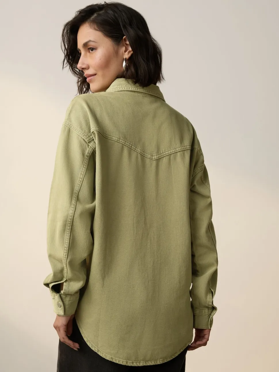 Mid Blue and Khaki Green Oversized Denim Shirts 2 Pack