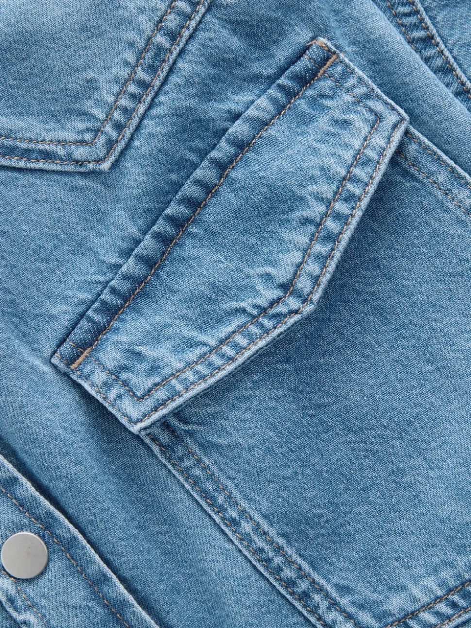 Mid Blue and Khaki Green Oversized Denim Shirts 2 Pack