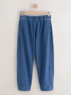 Mid Blue Barrel Leg Denim Jersey Trousers