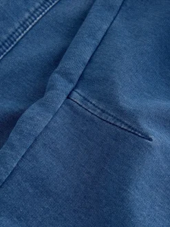 Mid Blue Barrel Leg Denim Jersey Trousers