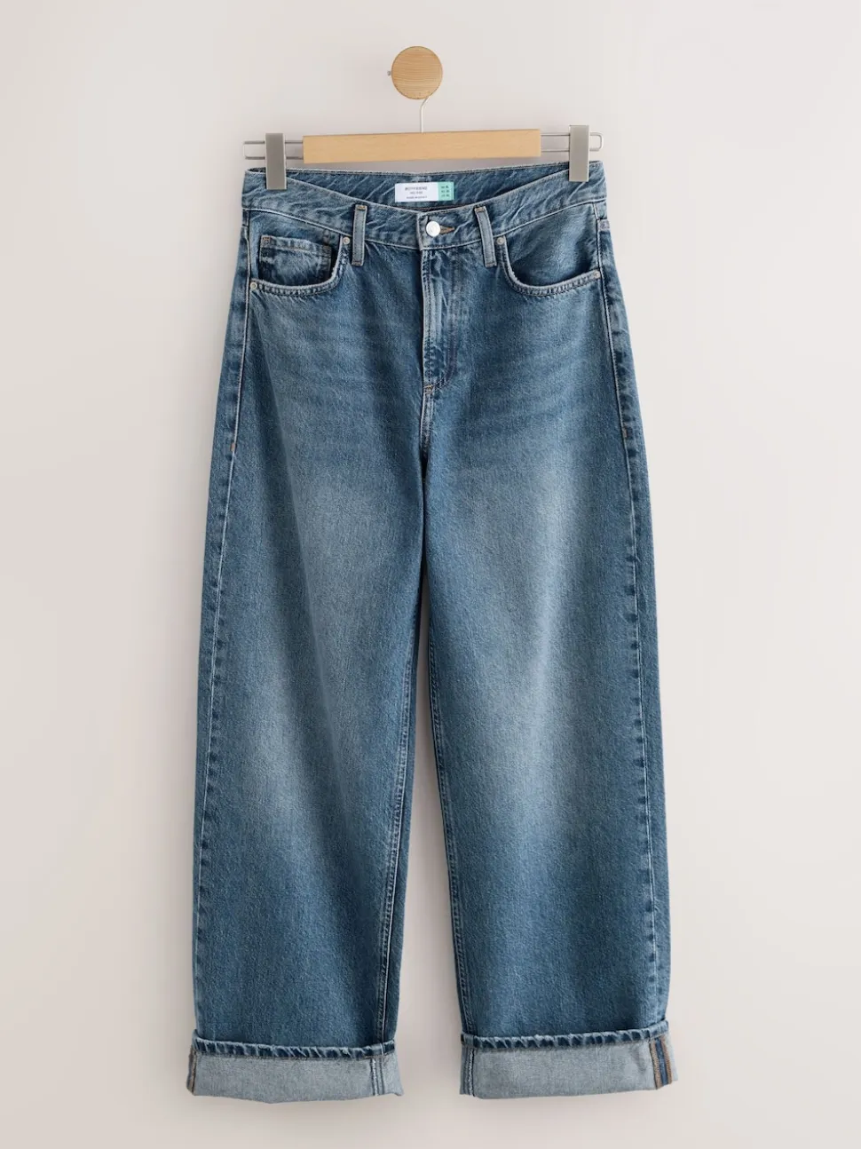Mid Blue Boyfriend Turn Up Jeans