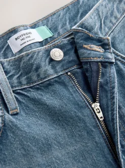 Mid Blue Boyfriend Turn Up Jeans