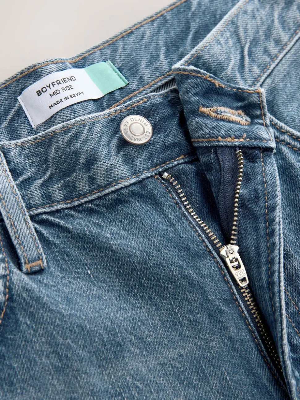 Mid Blue Boyfriend Turn Up Jeans