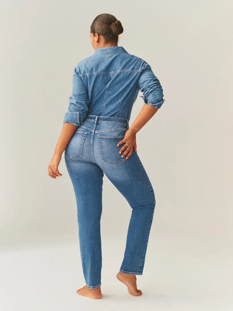 Mid Blue Denim Hourglass Mid Rise Stretch Slim Jeans