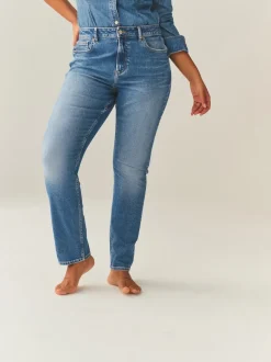 Mid Blue Denim Hourglass Mid Rise Stretch Slim Jeans