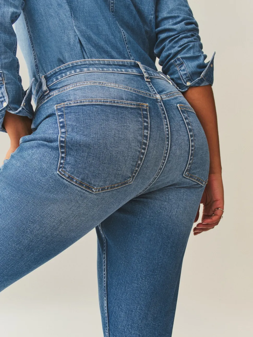 Mid Blue Denim Hourglass Mid Rise Stretch Slim Jeans