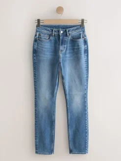 Mid Blue Denim Hourglass Mid Rise Stretch Slim Jeans