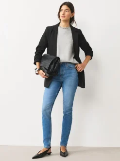 Mid Blue Denim Mid Rise Stretch Skinny Jeans