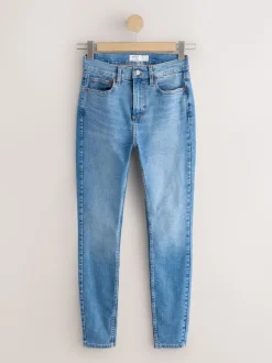 Mid Blue Denim Mid Rise Stretch Skinny Jeans