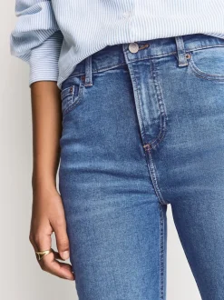 Mid Blue Denim Mid Rise Stretch Bootcut Jeans
