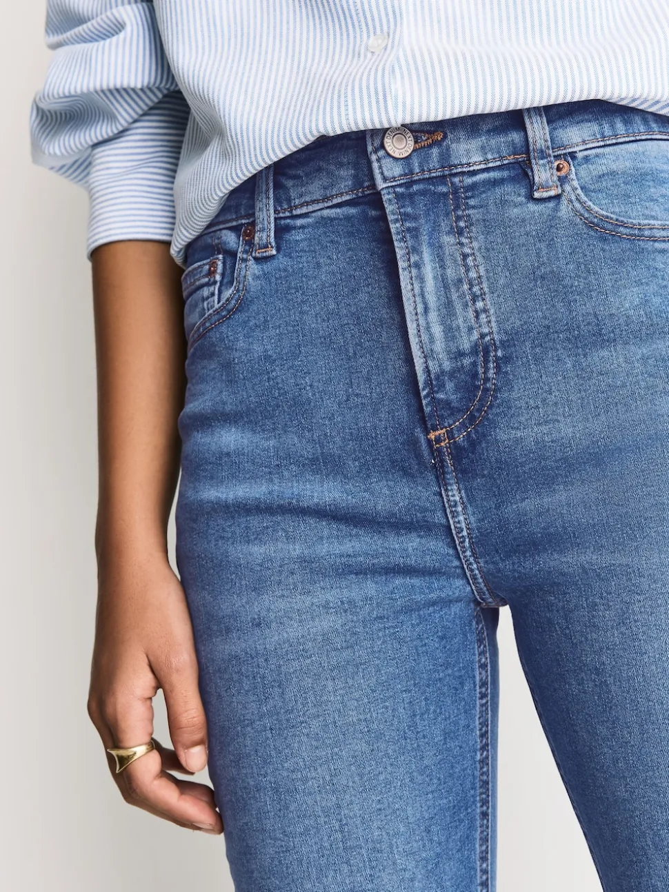 Mid Blue Denim Mid Rise Stretch Bootcut Jeans