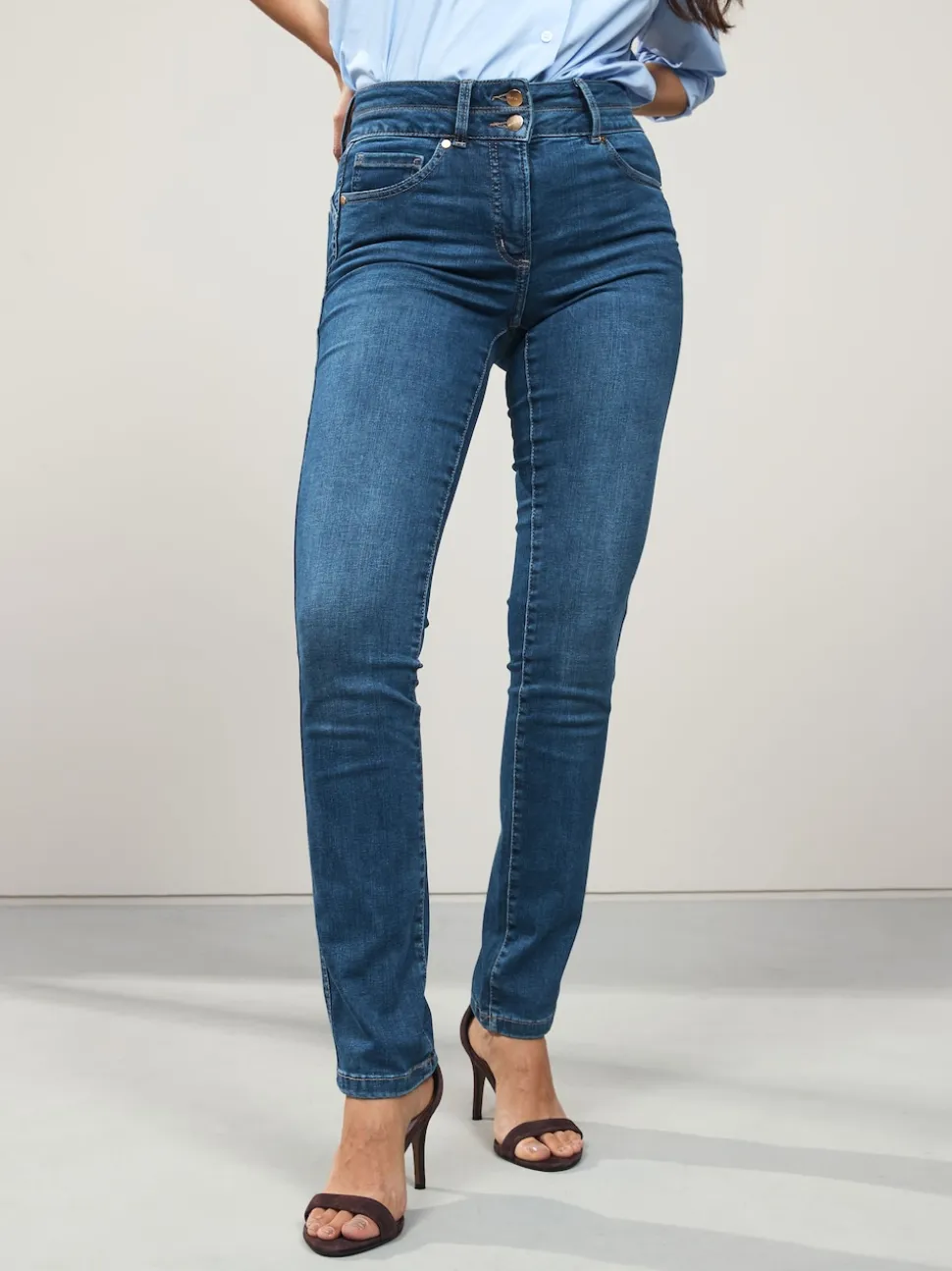 Mid Blue Denim Slim Lift And Shape Jeans