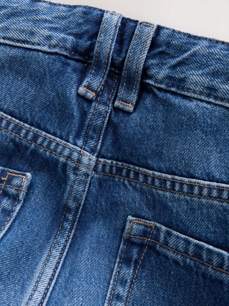 Mid Blue Denim Straight Leg Jeans