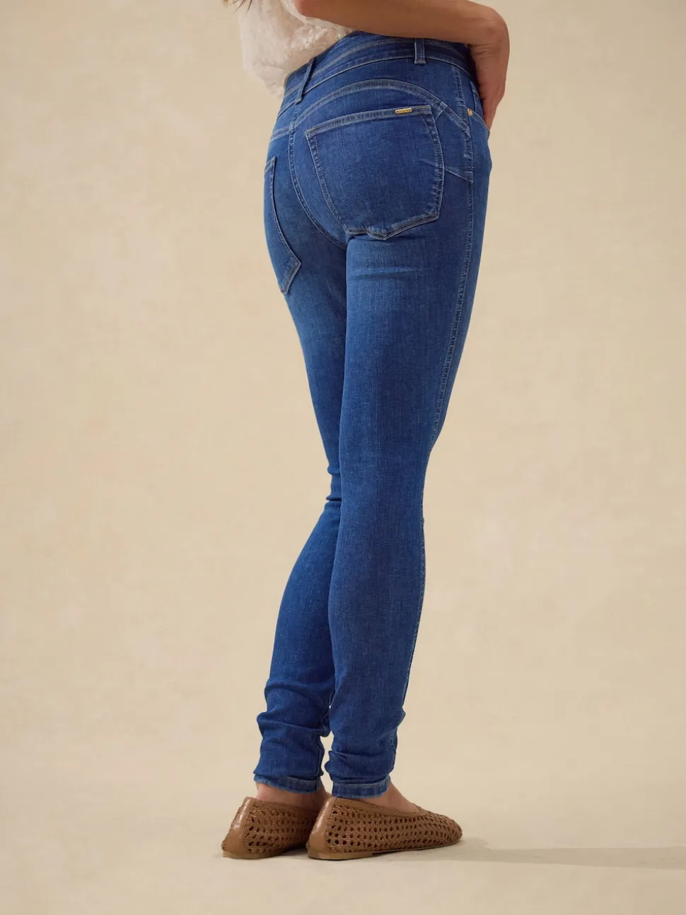 Mid Blue Denim Wash Lift Slim And Shape Skinny Jeans