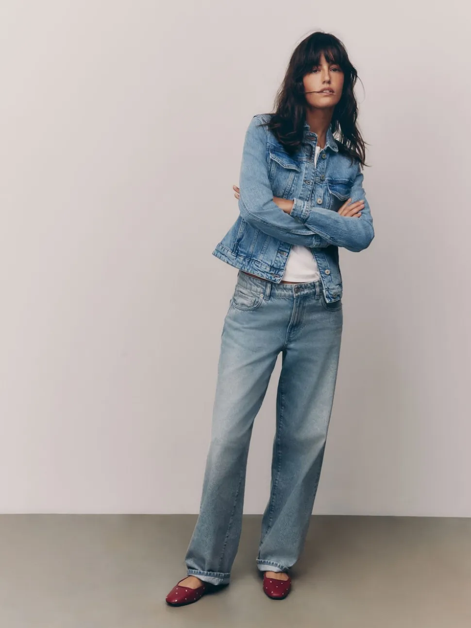 Mid Blue Fitted Denim Jacket