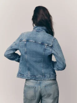 Mid Blue Fitted Denim Jacket