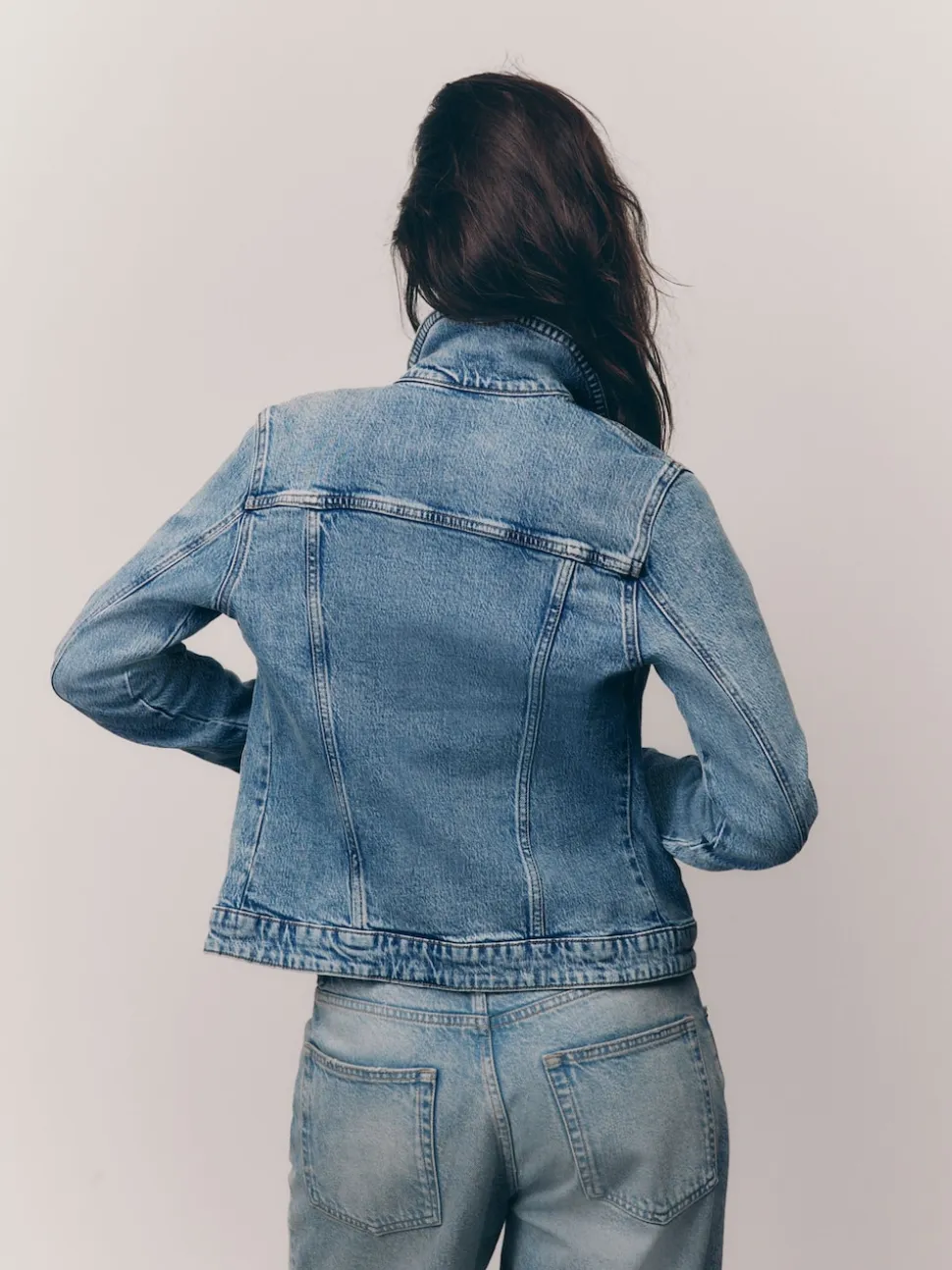 Mid Blue Fitted Denim Jacket