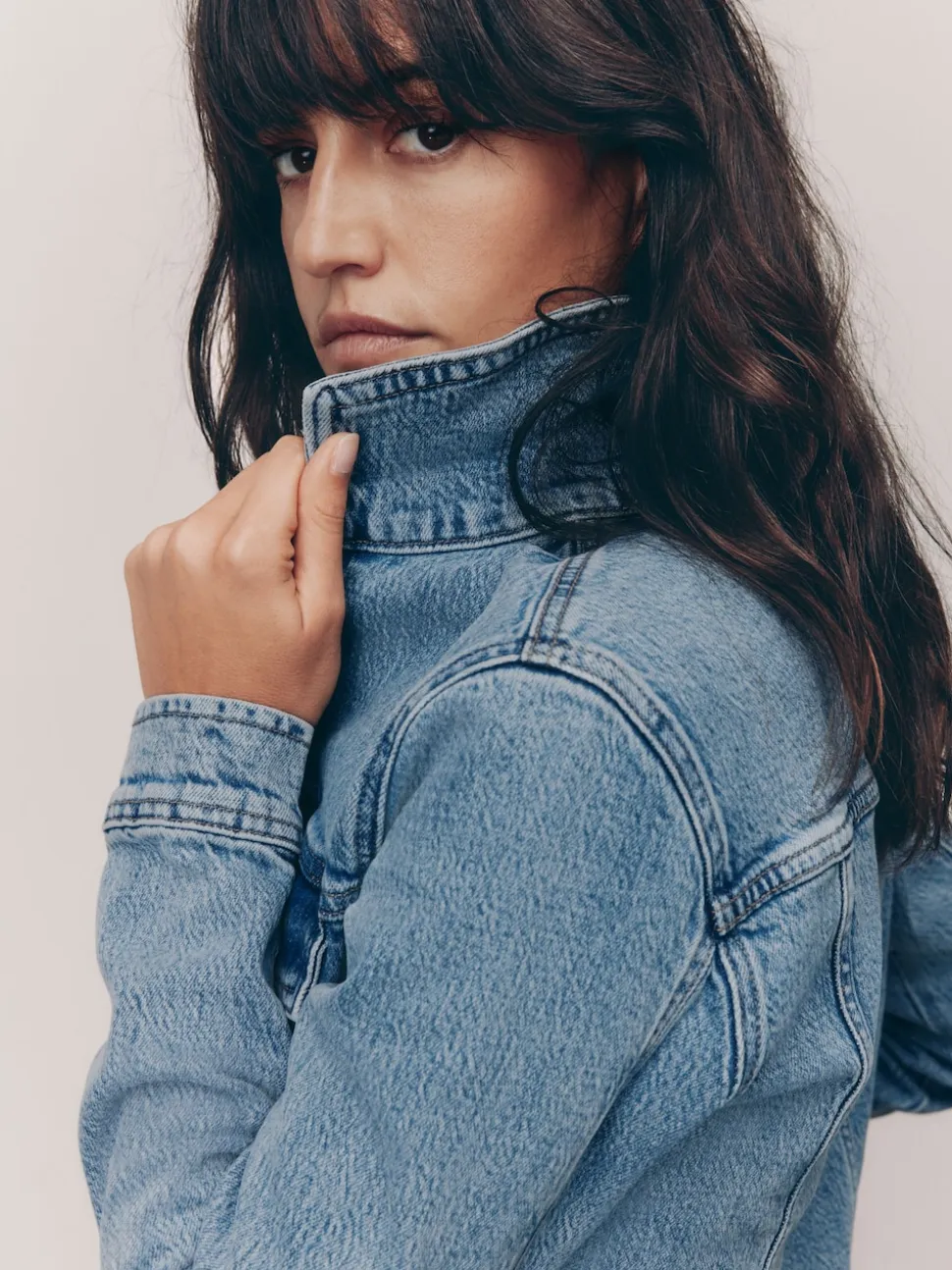 Mid Blue Fitted Denim Jacket