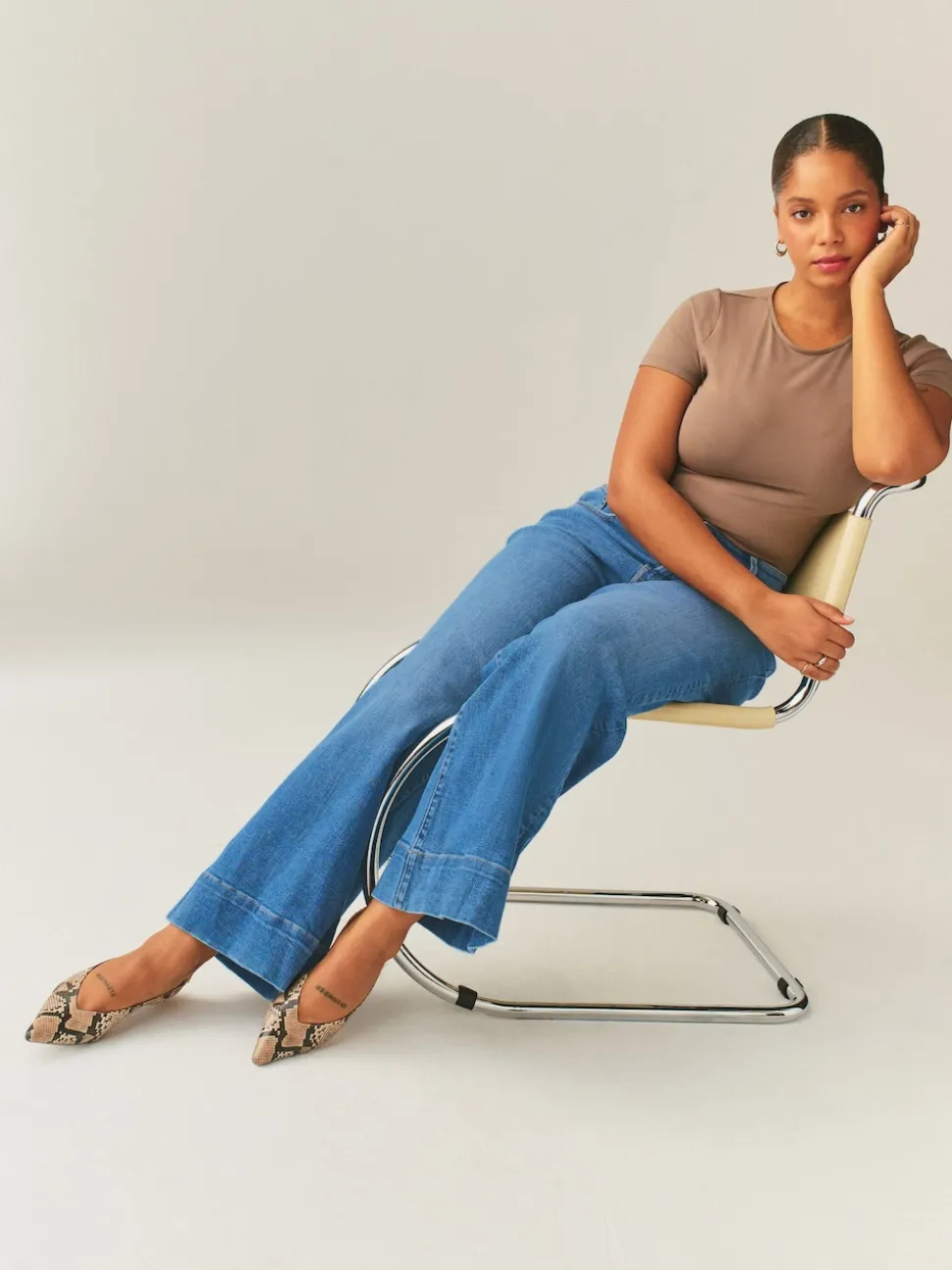Mid Blue High Rise Stretch Wide Leg Hourglass Jeans