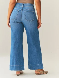 Mid Blue High Rise Stretch Wide Leg Hourglass Jeans