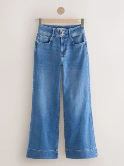 Mid Blue High Rise Stretch Wide Leg Hourglass Jeans