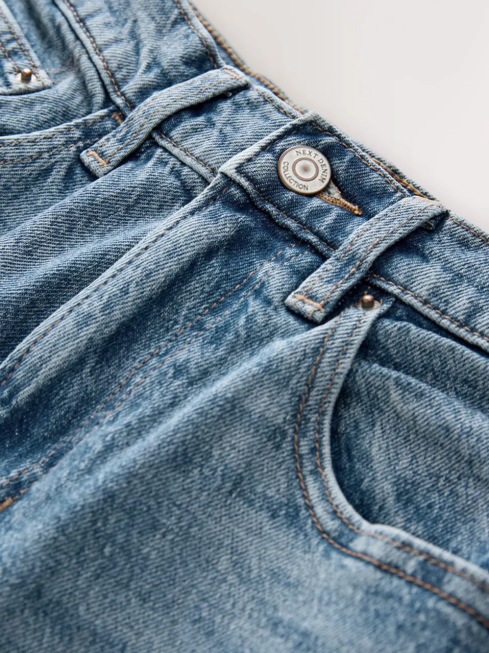 Mid Blue Hourglass Comfort Stretch Column Mom Jeans