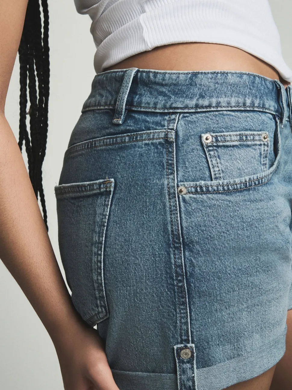 Mid Blue Hourglass Denim Boy Shorts