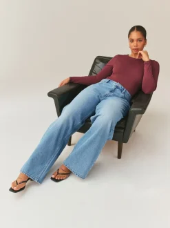 Mid Blue Hourglass Wide Leg Jeans