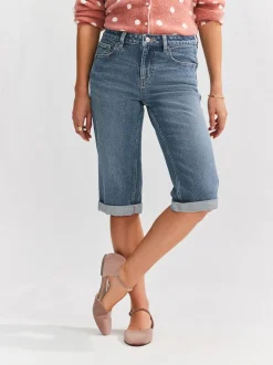 Mid Blue Knee Length Bermuda Denim Shorts