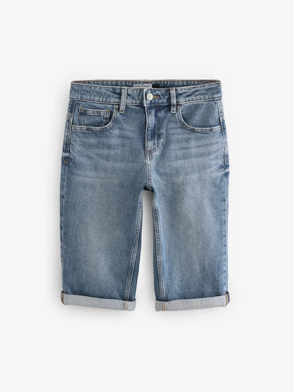 Mid Blue Knee Length Bermuda Denim Shorts
