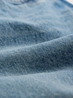 Mid Blue Polka Dot Mid Rise Ankle Straight Leg Jeans With Scarf